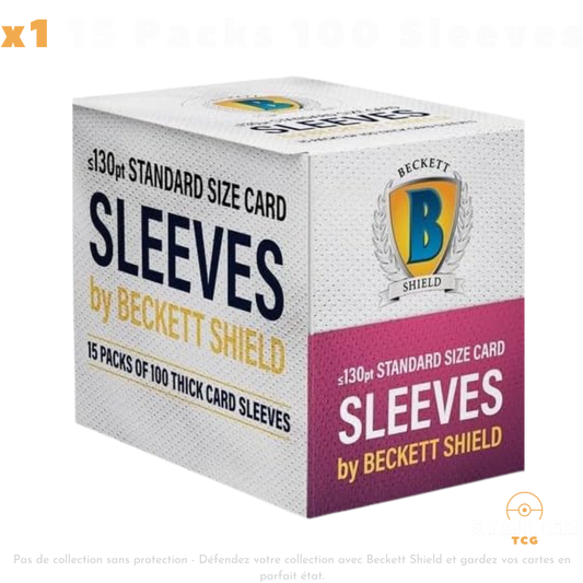 Boite 15 packs de 100 sleeves Beckett Shield